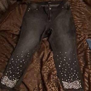 Rhinestone embellished black jeans
